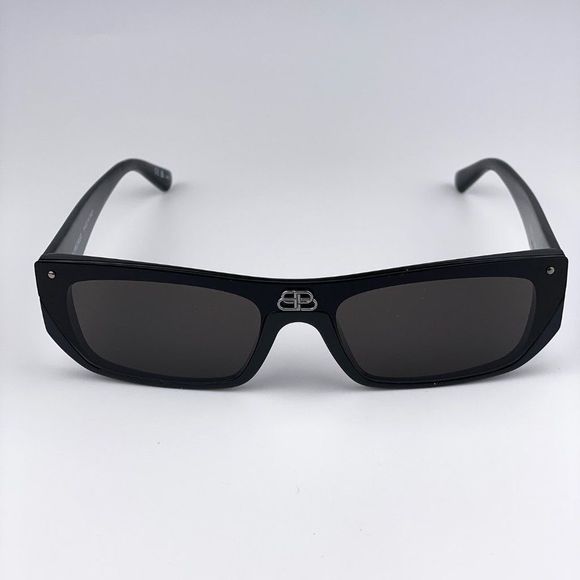 Balenciaga BB0080S 001 Sunglasses Black Gray Rectangular Square Unisex - Picture 6 of 12